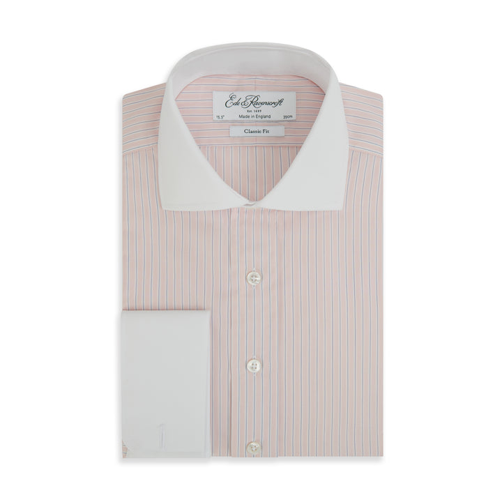 Ashburn Pink and White Stripe Poplin Cotton Shirt