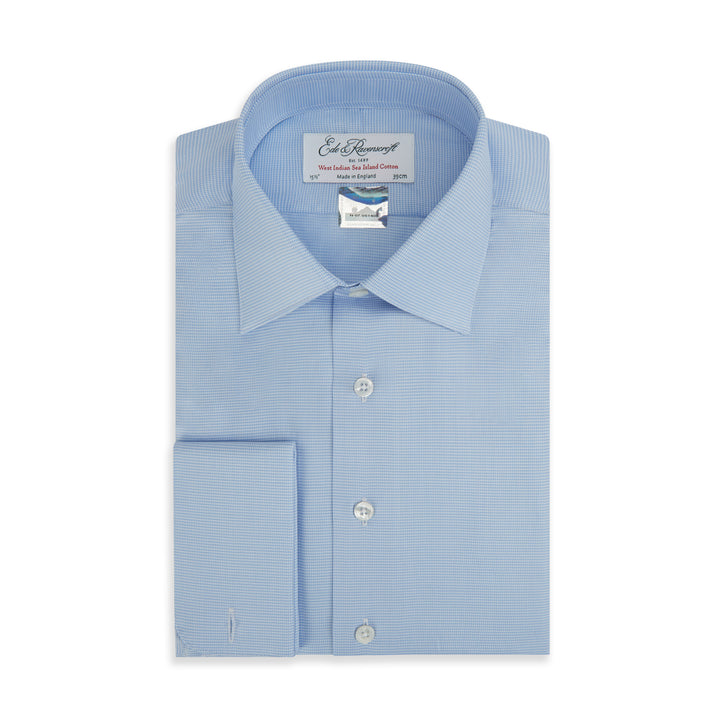 Sylvan Blue and White Sea Island Micro Check Shirt