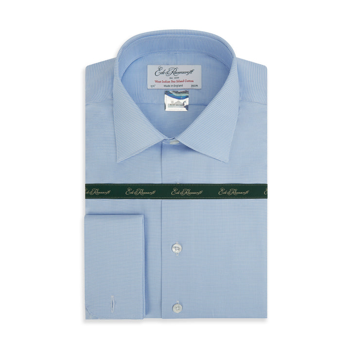 Sylvan Blue and White Sea Island Micro Check Shirt