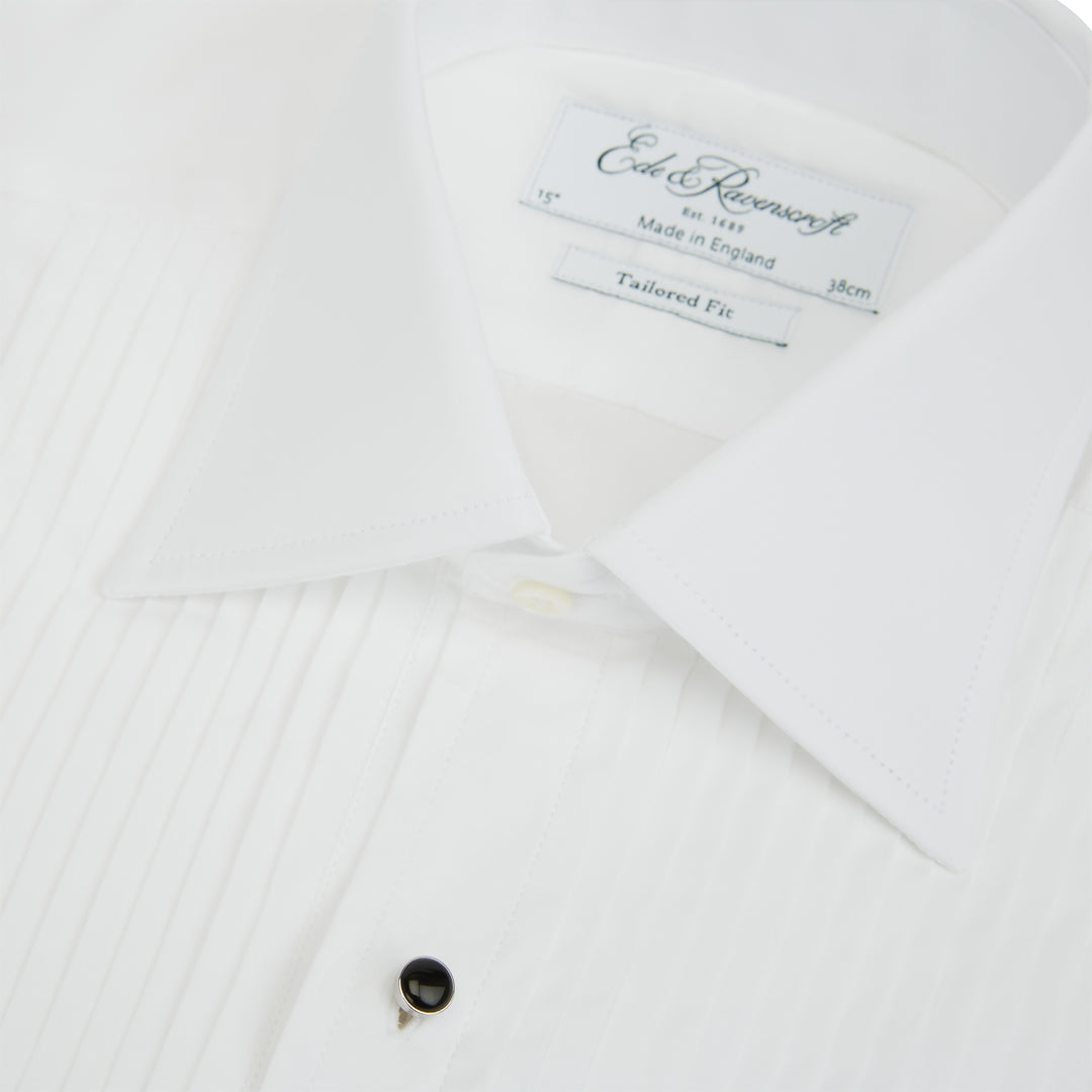 Dewitt White Pleated Dress Shirt