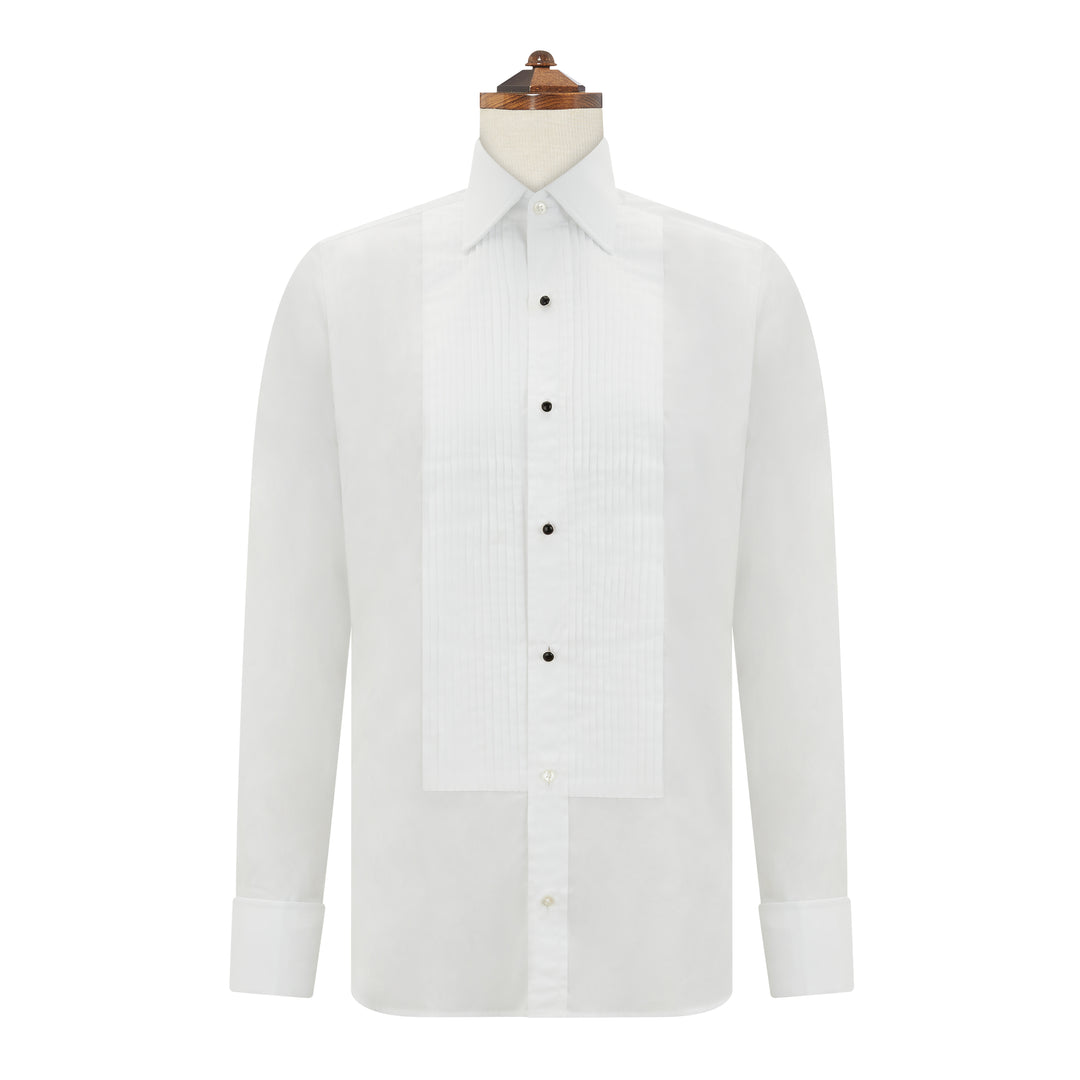 Dewitt White Pleated Dress Shirt