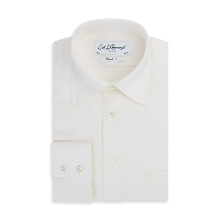Aragon Chalk White Cotton Cashmere Twill Shirt