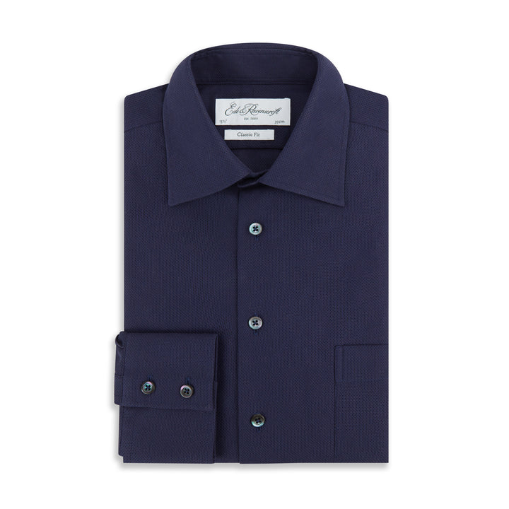 Aragon Navy Piquet Cotton Shirt