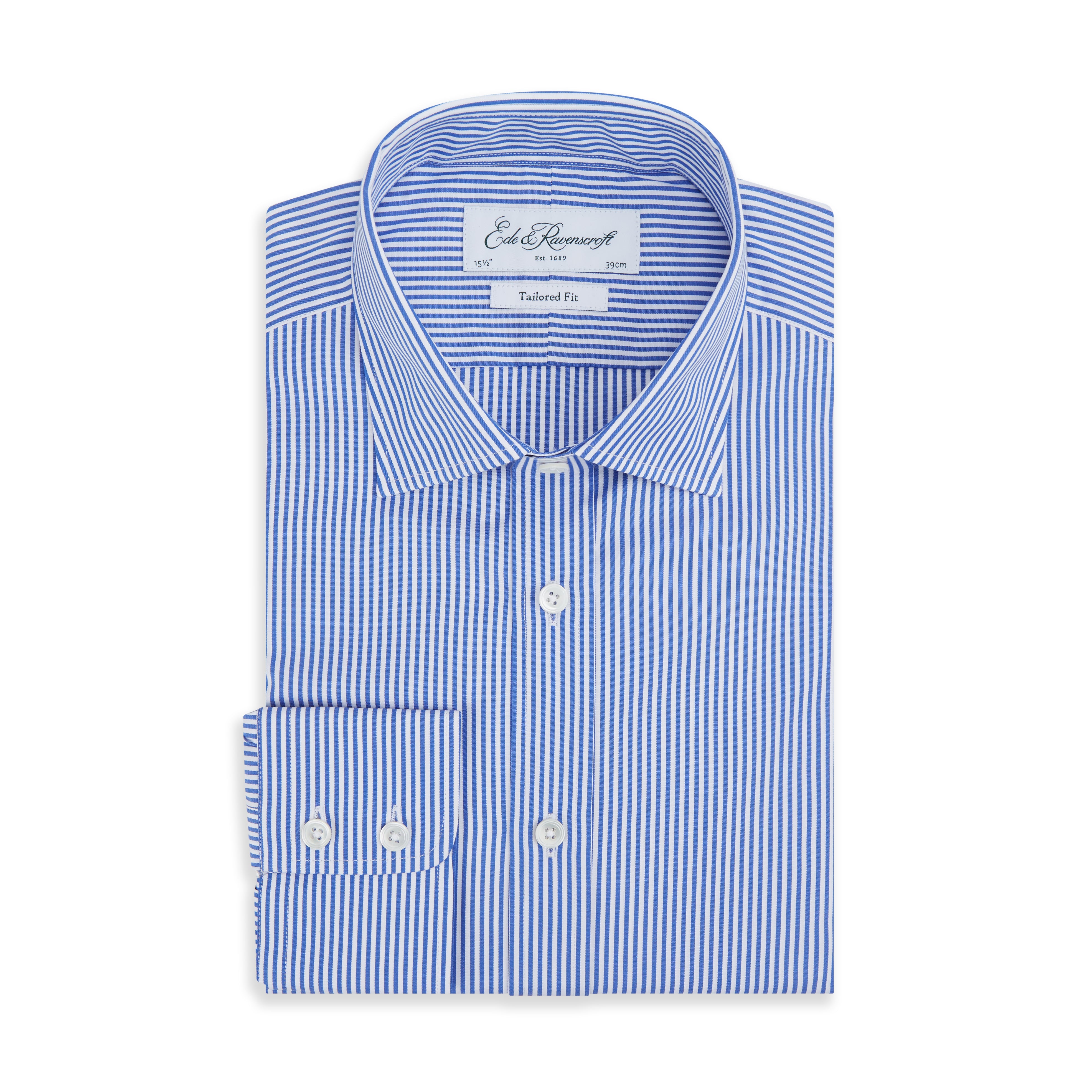 Ede & Ravenscroft | Alex Bengal Stripe Shirt Dark | Blue and White