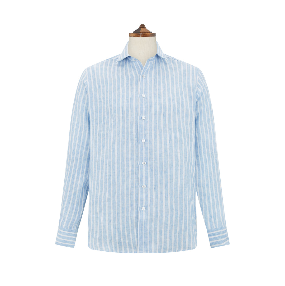 Ampton Blue White Stripe Linen Shirt