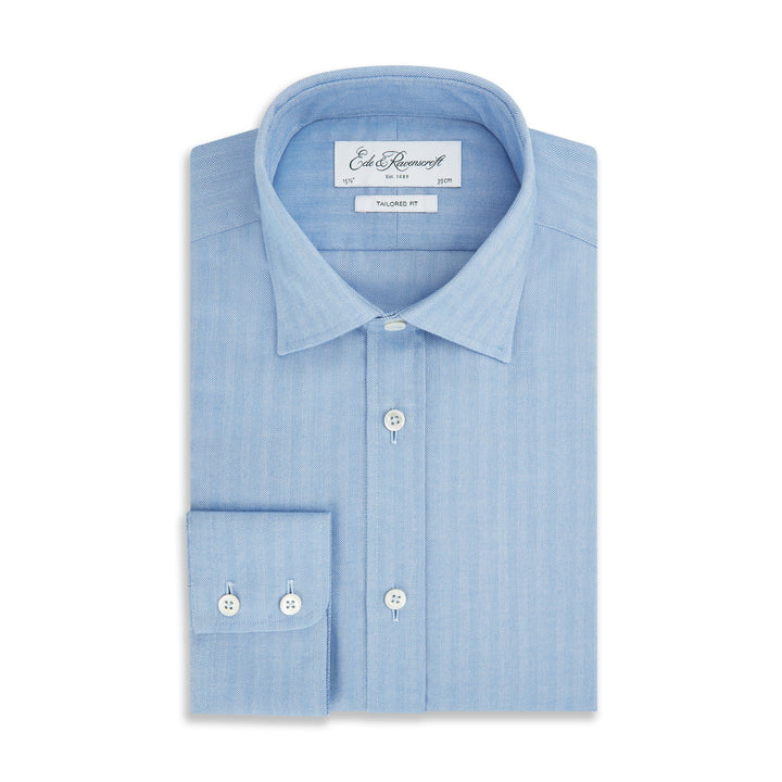 Alex Blue Brushed Herringbone Shirt