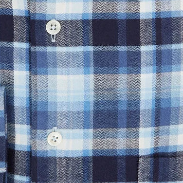 Aragon Blue White Brushed Cotton Check Shirt