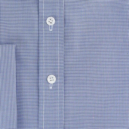 Ambrose Blue White Houndstooth Cotton Shirt