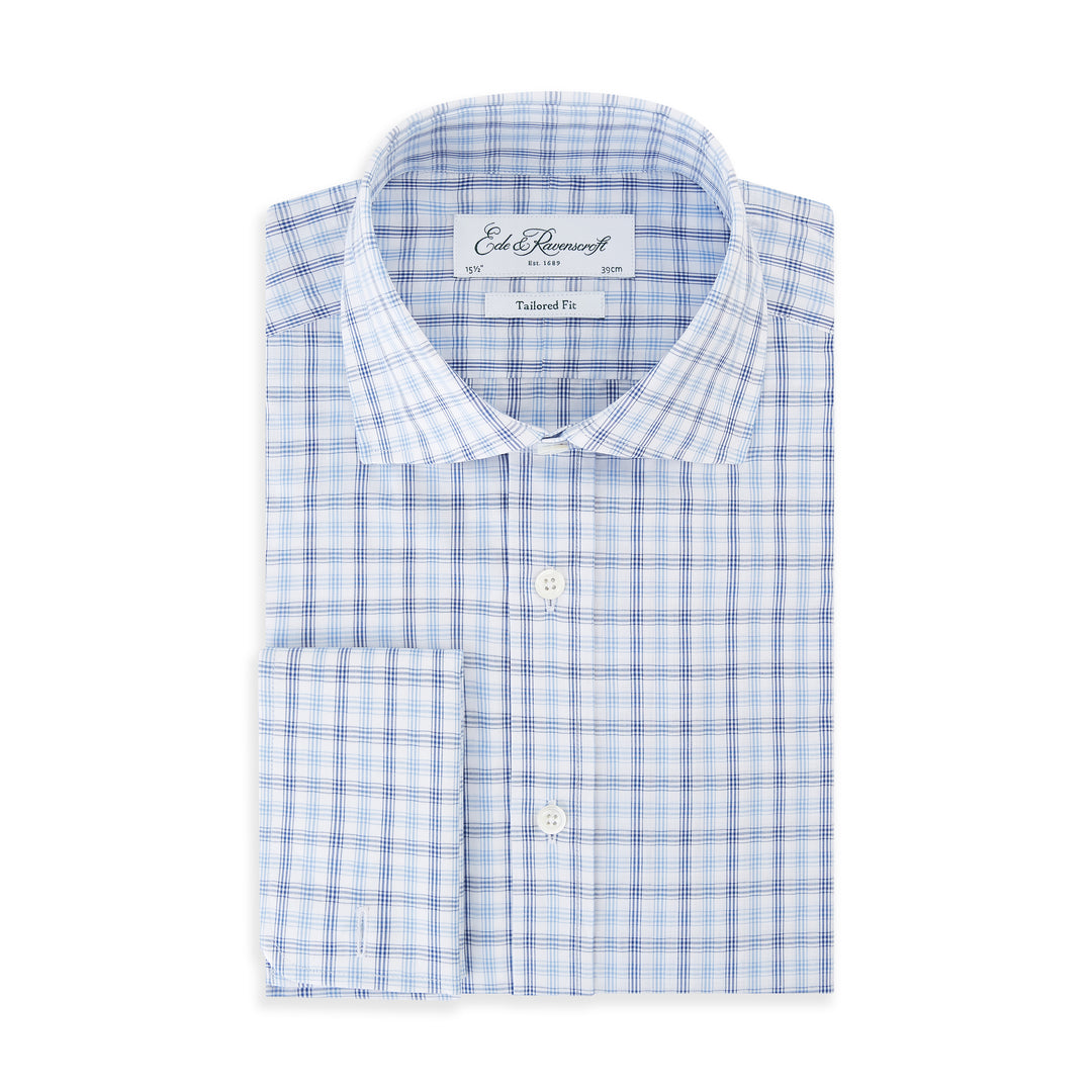 Abbott Blue White Textured Check Shirt