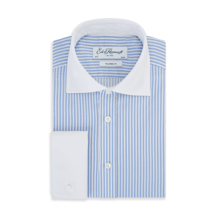 Abbott Blue White Stripe Contrast Collar Shirt