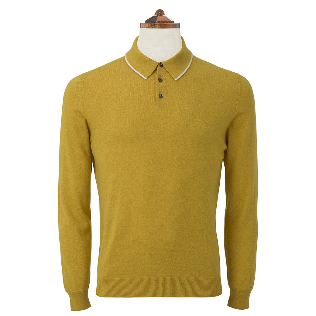 Kirkwell Ochre Long Sleeved Knitted Shirt