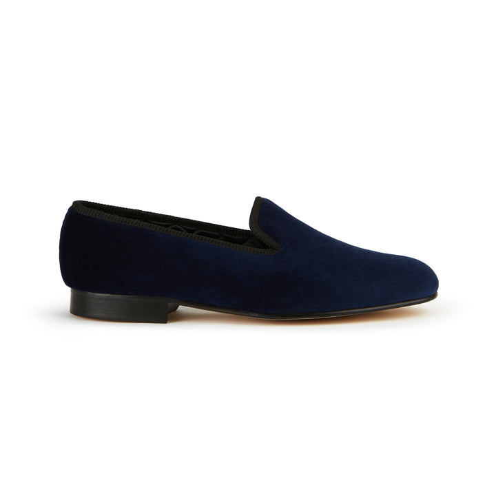 KNIGHTSBRIDGE NAVY VELVET SLIPPER