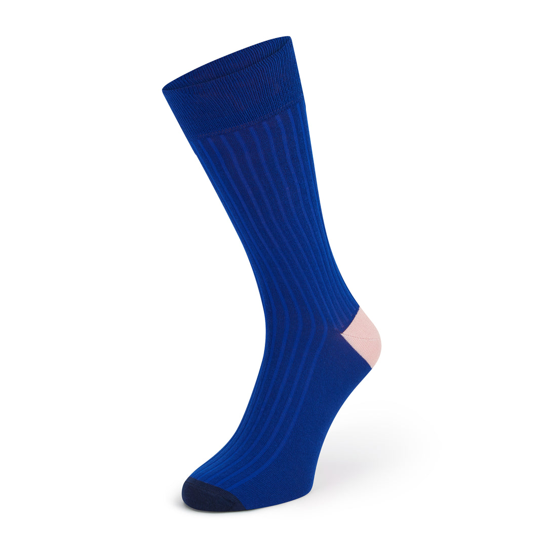 Salton Blue Contrast Heel and Toe Cotton Sock