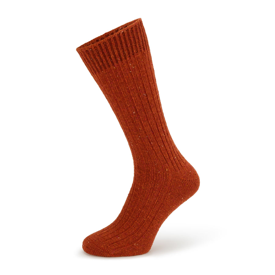 Ede & Ravenscroft | Shannon Irish Donegal Wool Socks | Rust