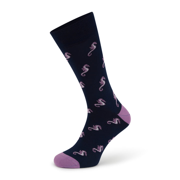 Sutton Navy Purple Seahorse Cotton Sock