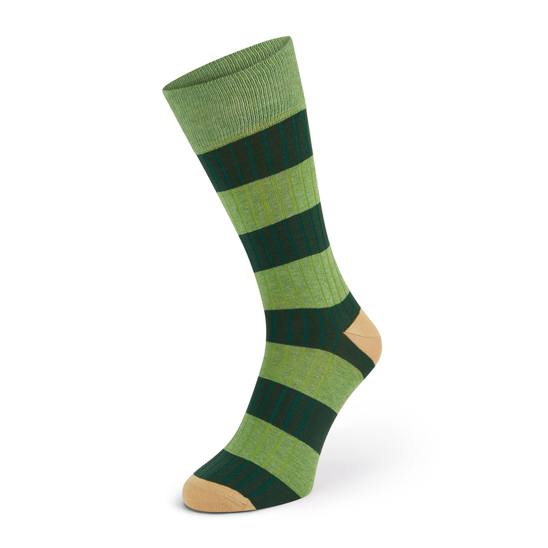 Sontley Green Ribbed Stripe Cotton Sock