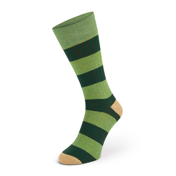 Sontley Green Ribbed Stripe Cotton Sock