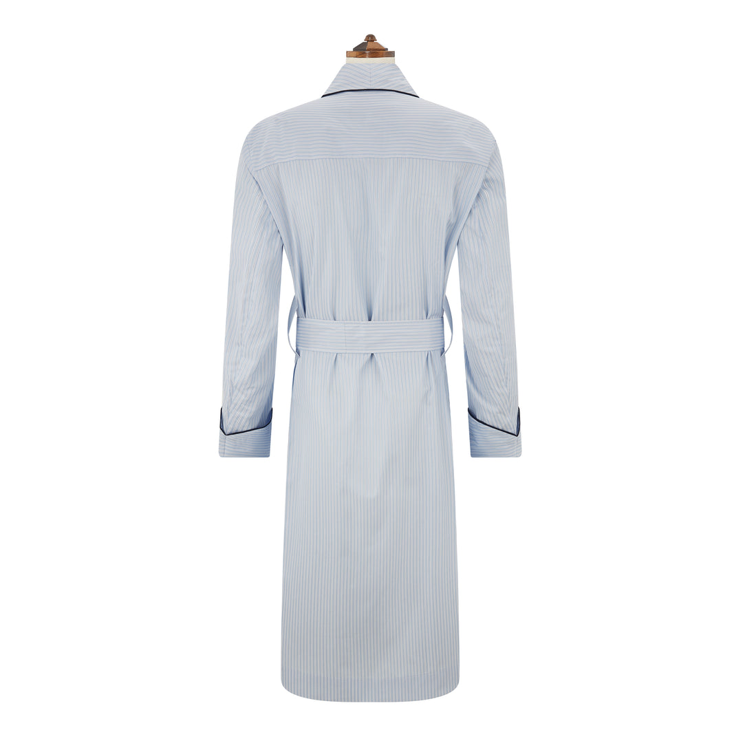 Ede & Ravenscroft | Poplin Stripe Dressing Gown | Blue White Blue White / Large Ede & Ravenscroft | Poplin Stripe Dressing Gown | Blue White Blue White / Large