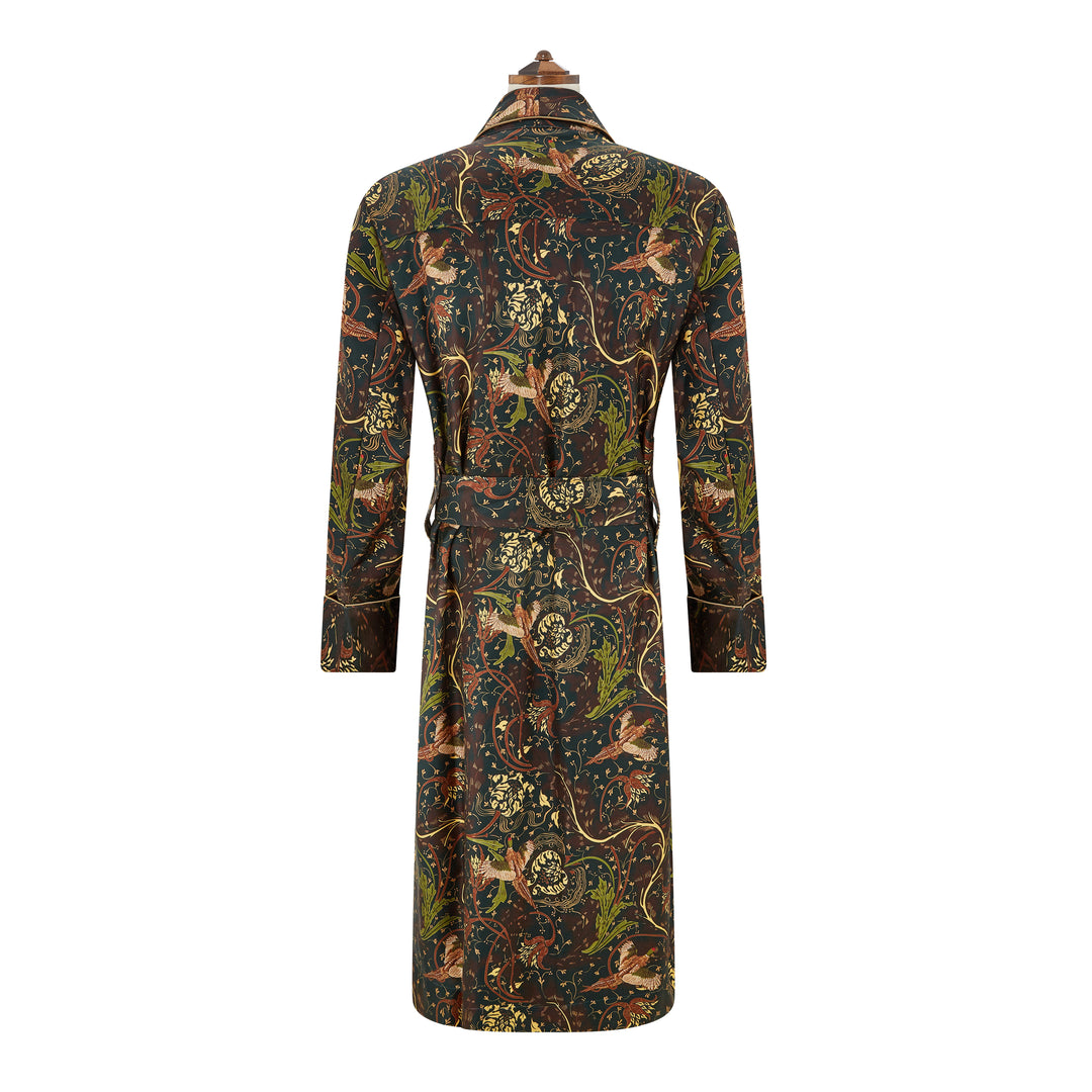Ede & Ravenscroft | Silk Pheasant Dressing Gown | Green Green / Small Ede & Ravenscroft | Silk Pheasant Dressing Gown | Green Green / Small