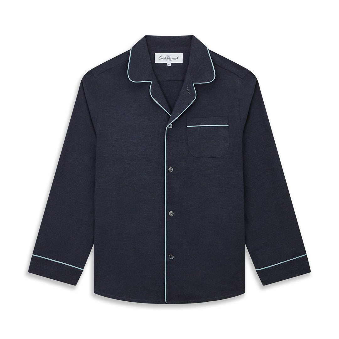 Navy Brushed Cotton Twill Pyjamas