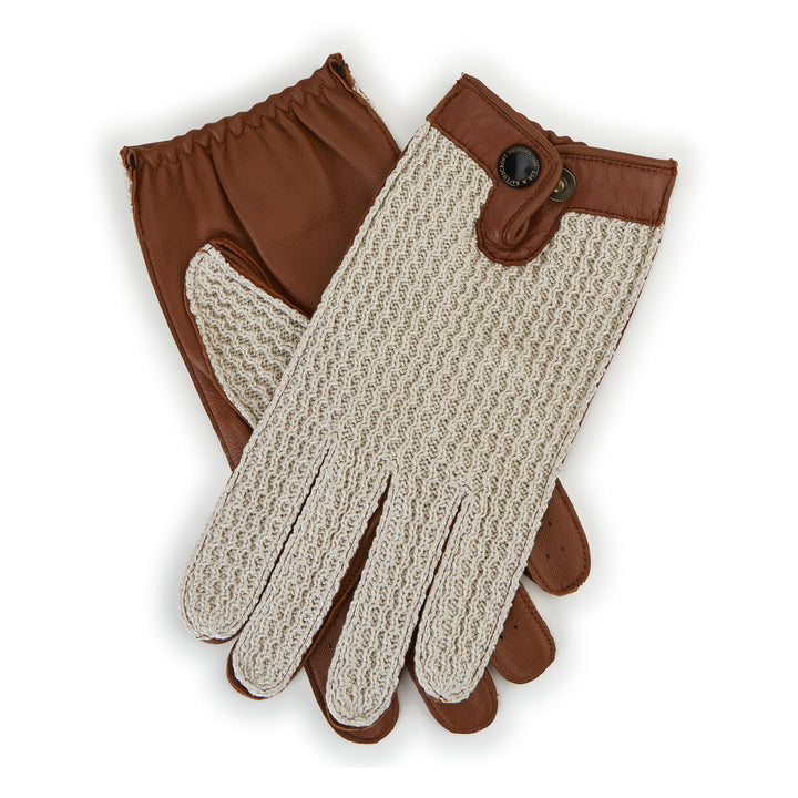 Brown Touchscreen Crochet-Back Driving Glove