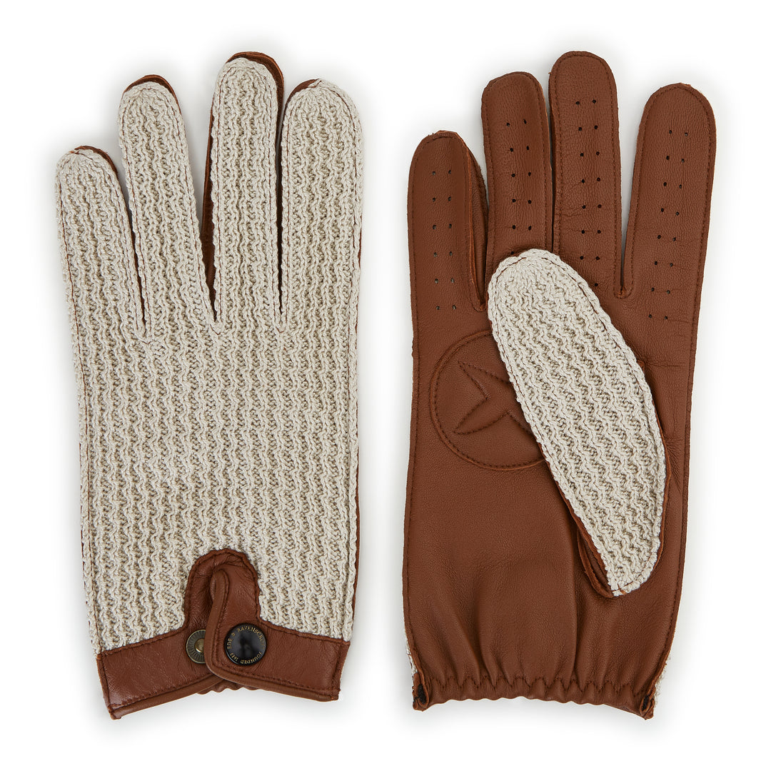 Brown Touchscreen Crochet-Back Driving Glove