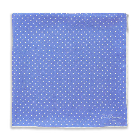 Blue and White Micro Spot Print Silk Pocket Square