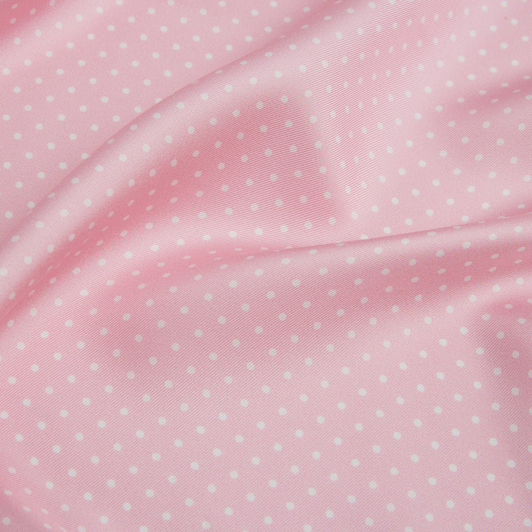 Pink and White Micro Spot Print Silk Pocket Square