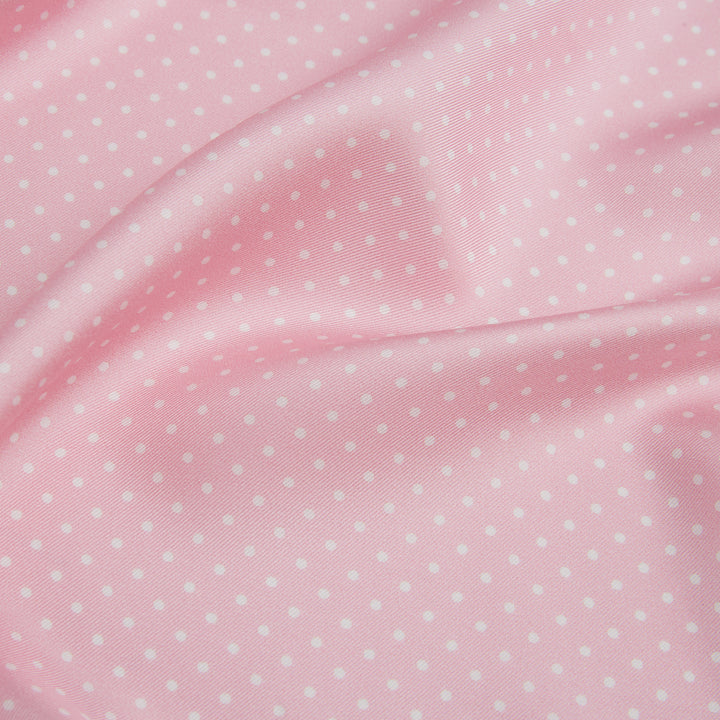 Pink and White Micro Spot Print Silk Pocket Square