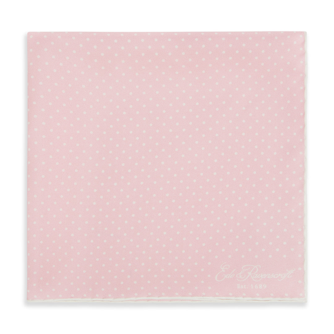 Pink and White Micro Spot Print Silk Pocket Square