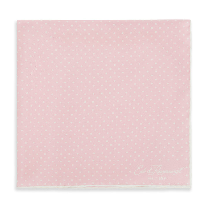 Pink and White Micro Spot Print Silk Pocket Square