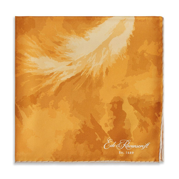 Yellow Watercolour Feather Pocket Square