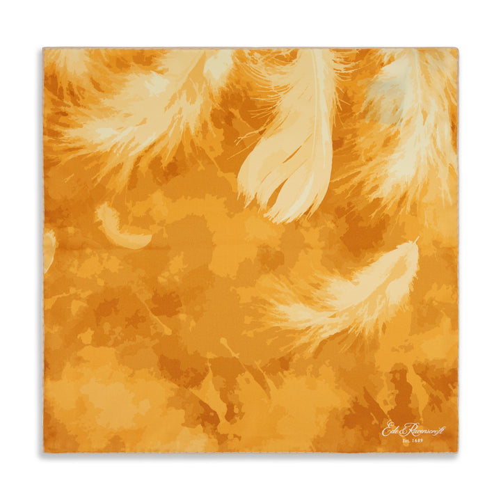 Yellow Watercolour Feather Pocket Square