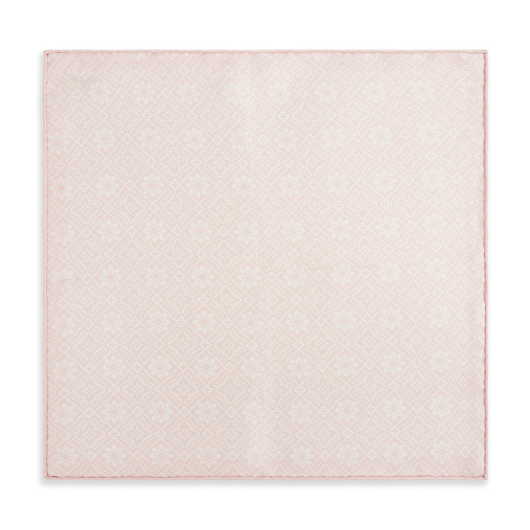 Pink Prince of Wales Geometric Double Faced Silk Pocket Square