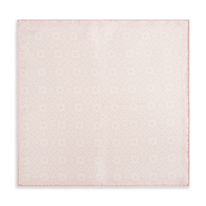 Pink Prince of Wales Geometric Double Faced Silk Pocket Square