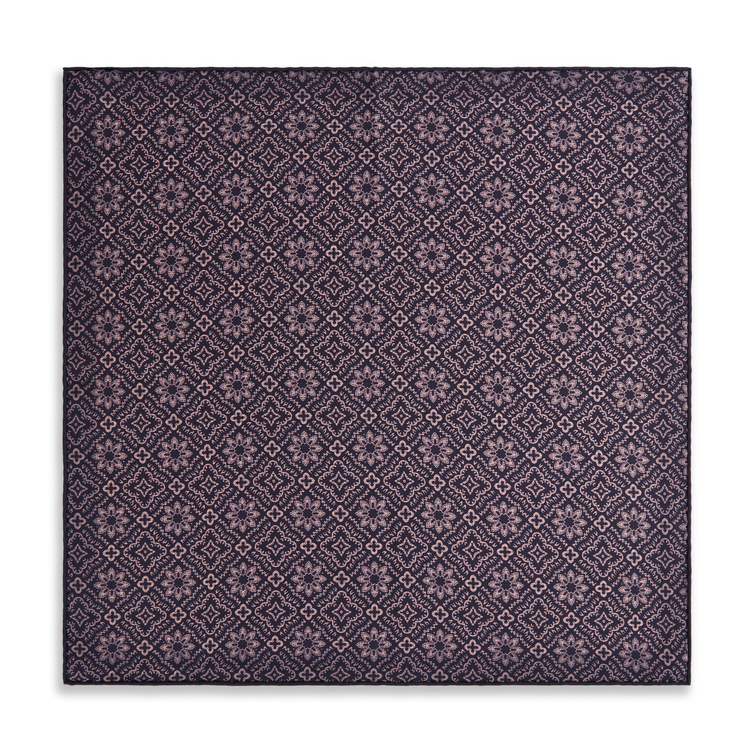 Pink Navy Prince of Wales Geometric Double Faced Silk Pocket Square