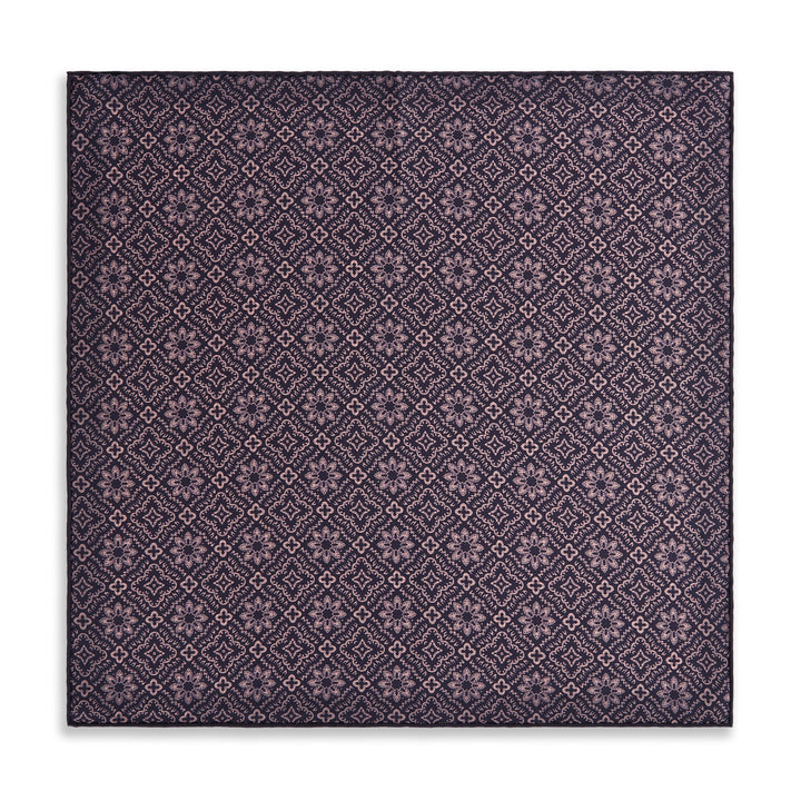 Pink Navy Prince of Wales Geometric Double Faced Silk Pocket Square