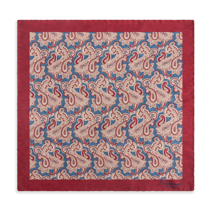 Blue And Red Paisley Silk Pocket Square