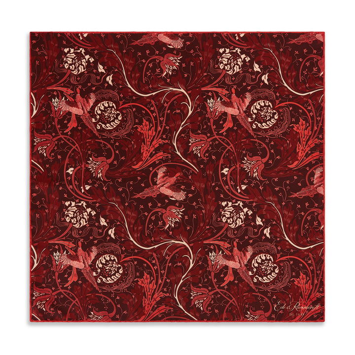 Red Forest Pheasant Silk Pocket Square