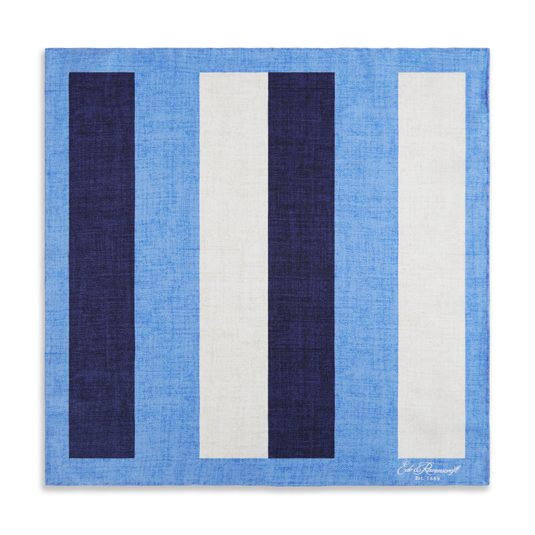 Blue Navy Stripe Pocket Square