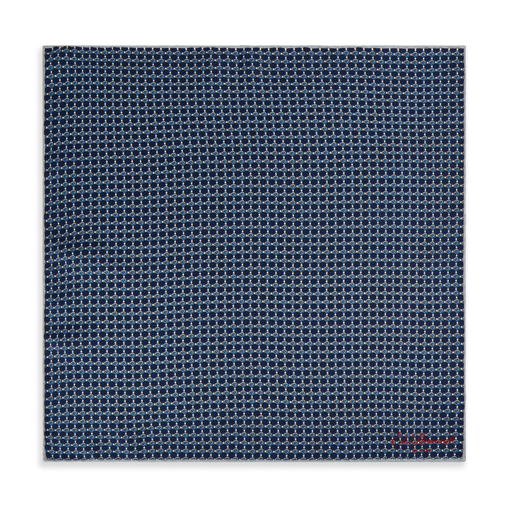 Blue Geo Print Silk Pocket Square