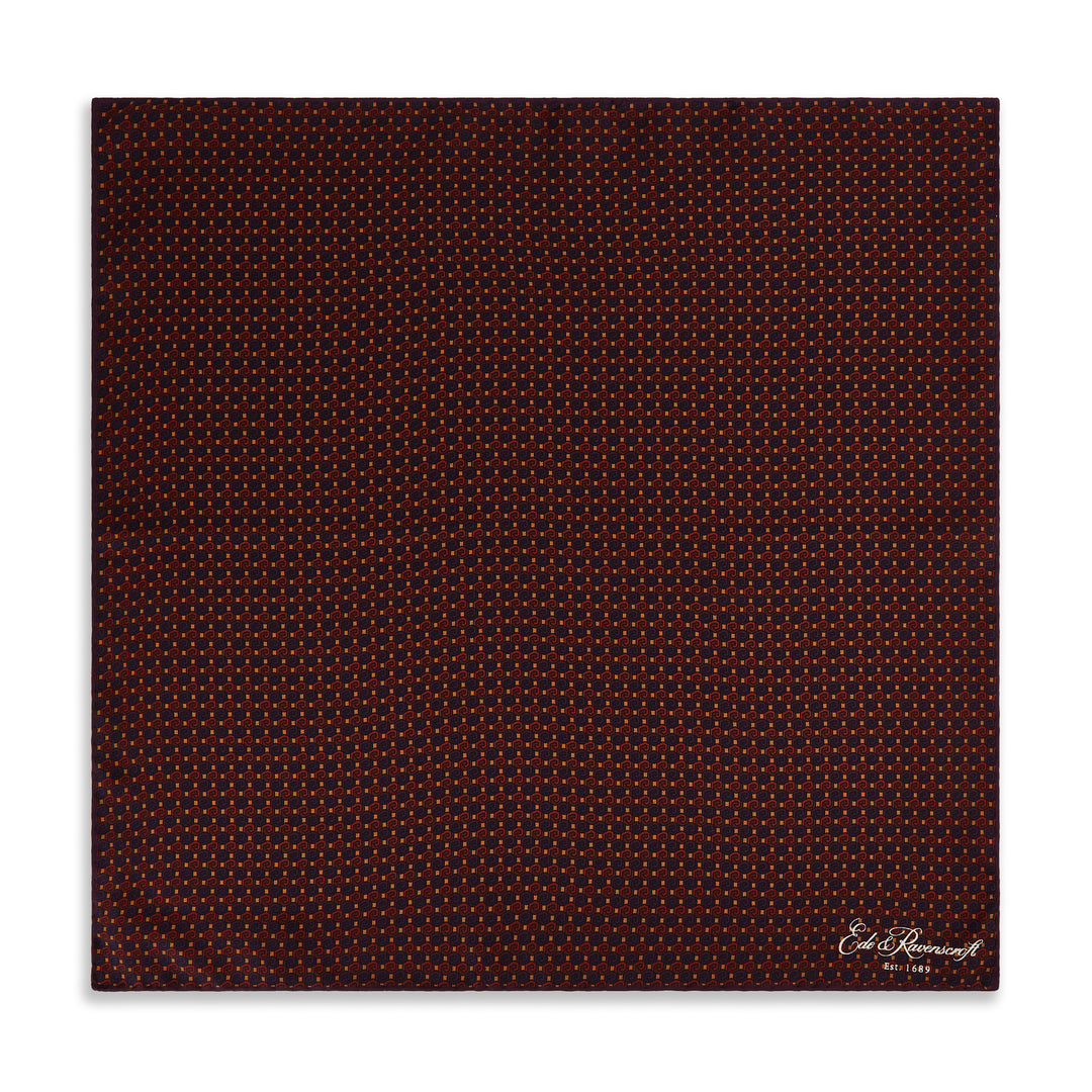 Red Geo Print Silk Pocket Square