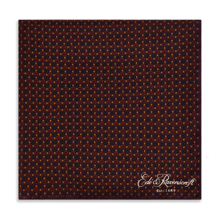 Red Geo Print Silk Pocket Square