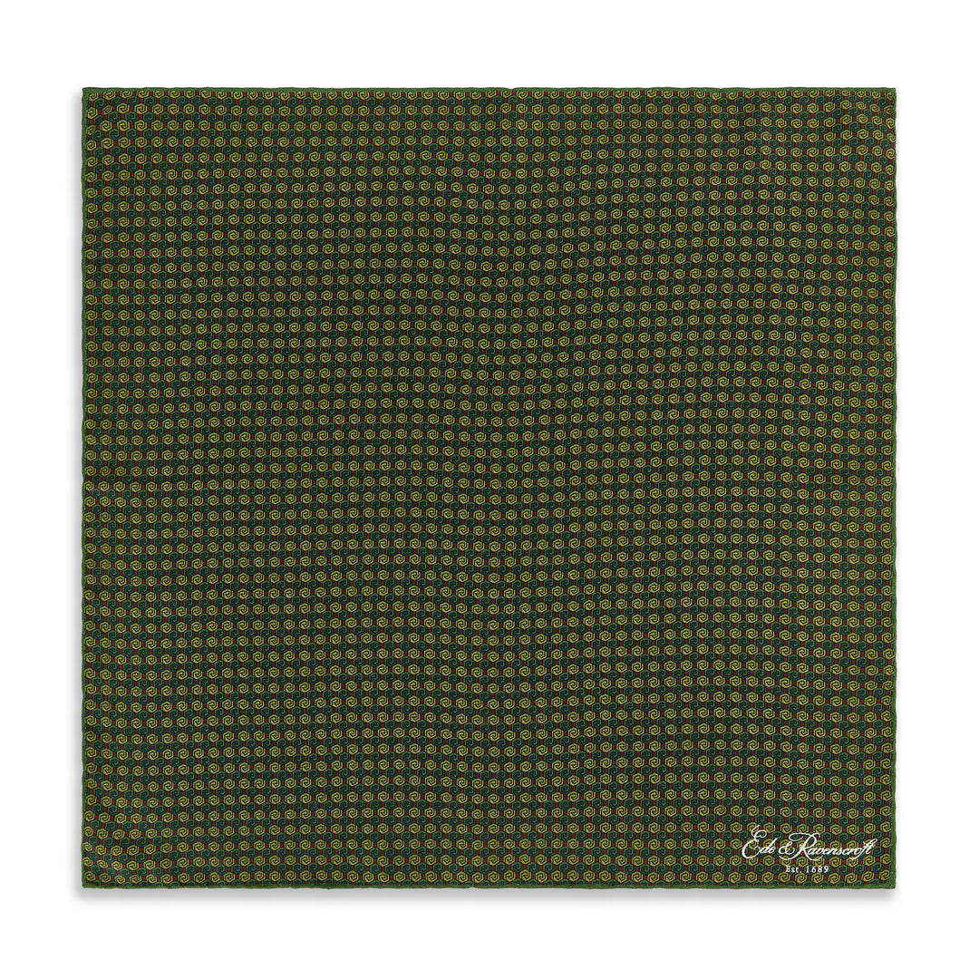 Green Geo Print Silk Pocket Square
