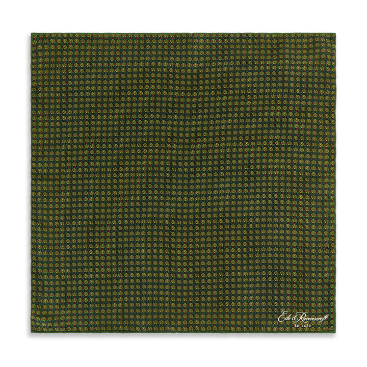 Green Geo Print Silk Pocket Square