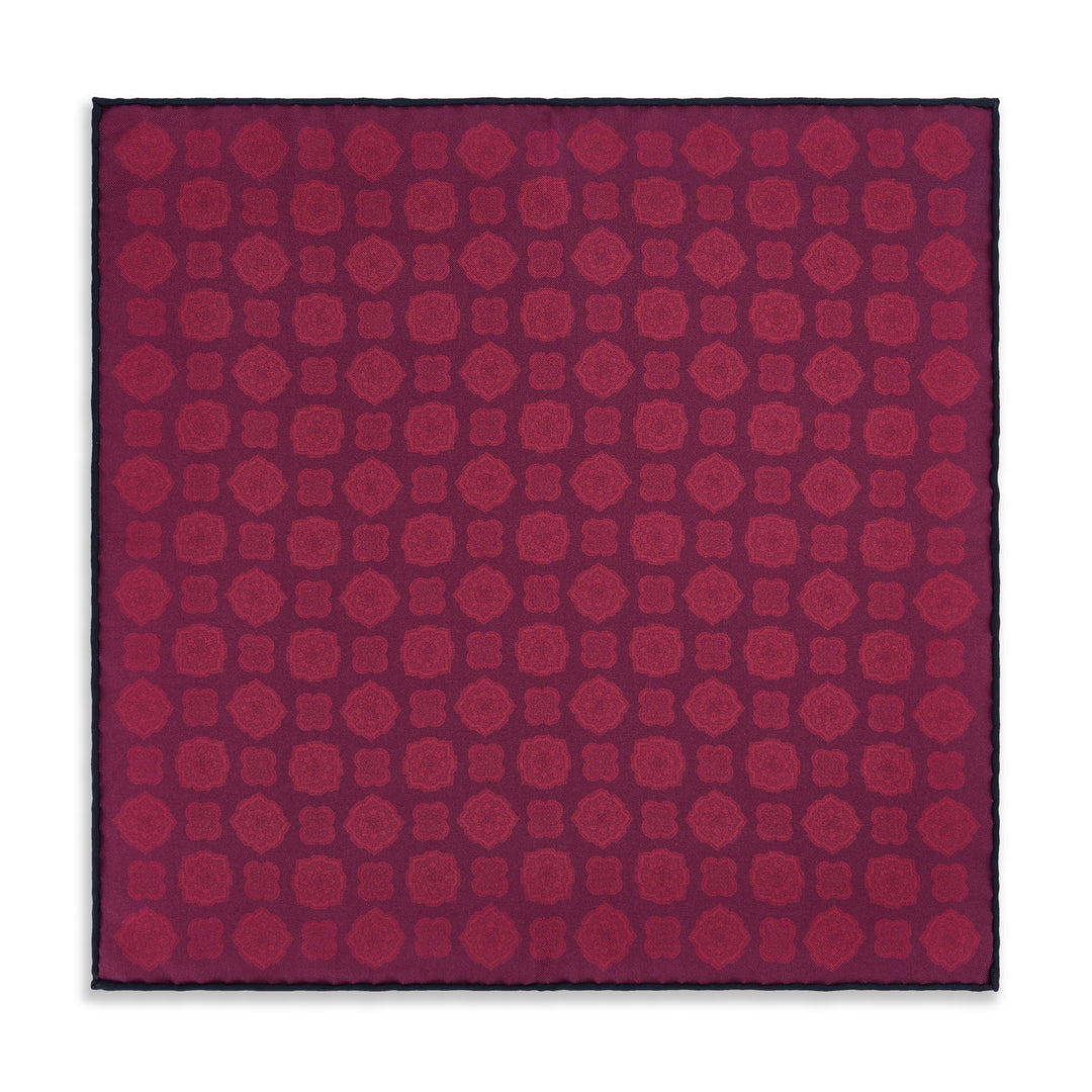 Navy Pink Medallion Madder Reversible Silk Pocket Square