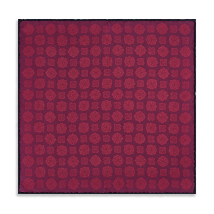 Navy Pink Medallion Madder Reversible Silk Pocket Square