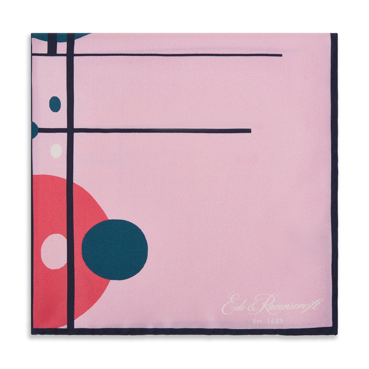 Pink Abstract Circle Grid Silk Pocket Square