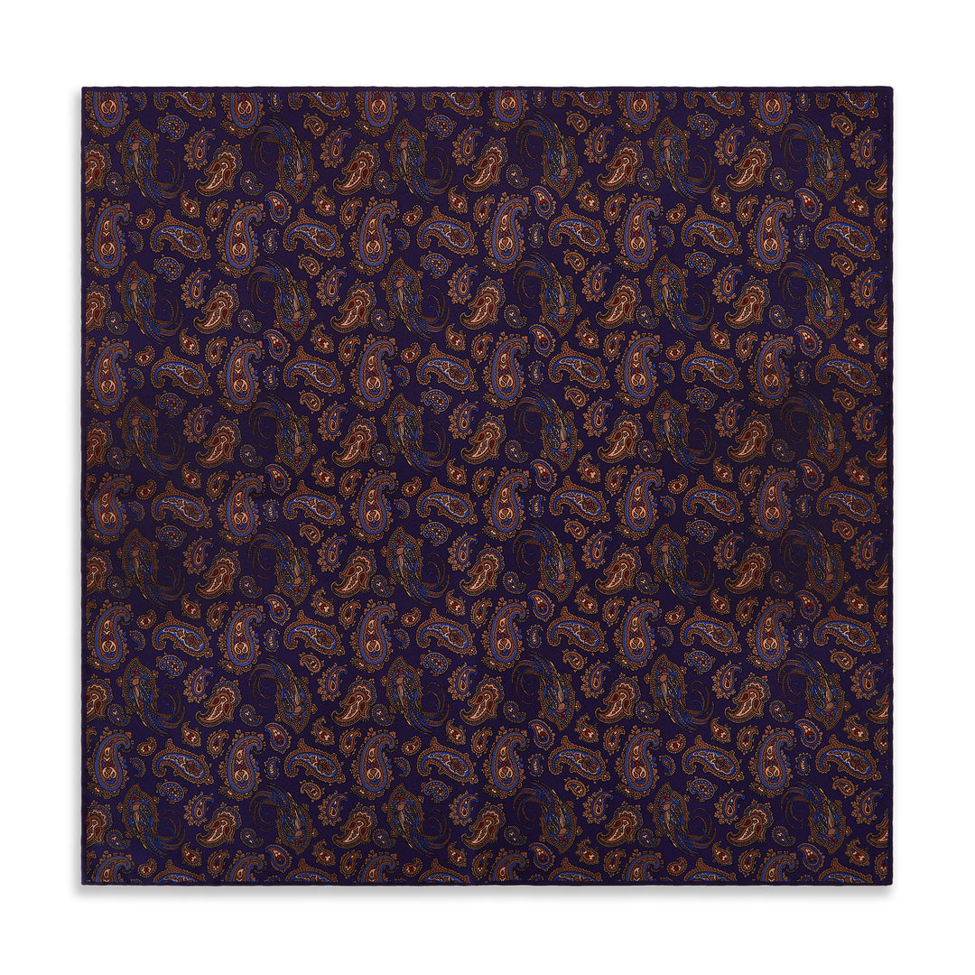 Purple Red Pheasant Paisley Madder Double Faced Pocket Square