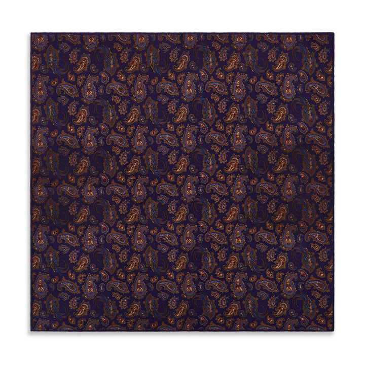 Purple Red Pheasant Paisley Madder Double Faced Pocket Square